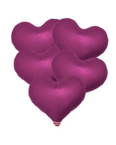 14" Metallic Magenta Jelly Heart Foil Balloon Unpackaged Pk5