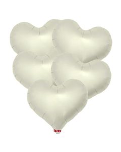 14" Metallic Ivory Jelly Heart Foil Balloon Unpackaged Pk5
