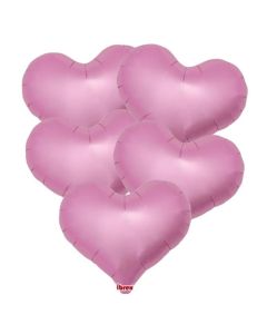14" Metallic Pink Jelly Heart Foil Balloon Unpackaged Pk5