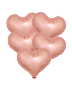 14" Metallic Rose Gold Jelly Heart Foil Balloon Unpackaged Pk5
