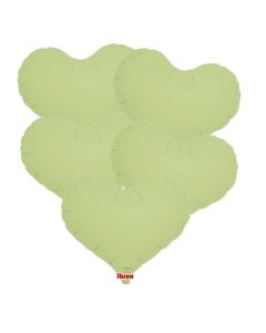 14" Pastel Matte Green Jelly Heart Foil Balloon Unpackaged Pk5