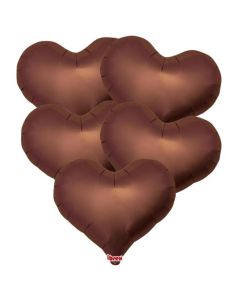 18" Metallic Brown Jelly Heart Foil Balloon Unpackaged Pk5