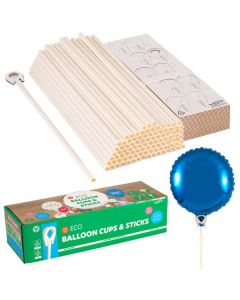 Eco Balloon Stick & Holder Pk100 Oaktree
