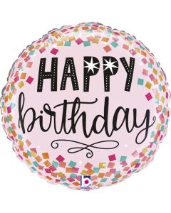 7" Happy Birthday Round Confetti Print Foil Grabo Unpackaged