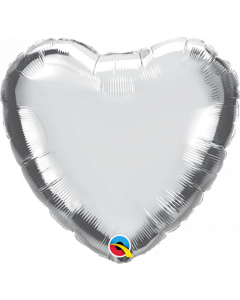 9" Silver Heart Air-Fill Foil Balloon Unpackaged Qualatex