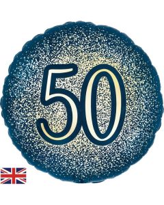 50th Birthday Navy Gold 18" Foil Balloon Oaktree