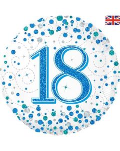 Oaktree 18" 18th Sparkling Fizz Birthday Blue Holographic