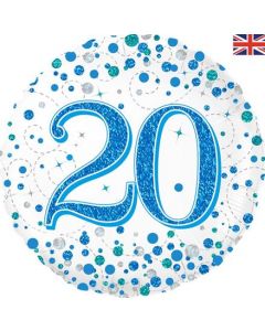 Oaktree 18" 20th Sparkling Fizz Birthday Blue Holographic