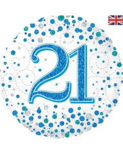 Oaktree 18" 21st Sparkling Fizz Birthday Blue Holographic
