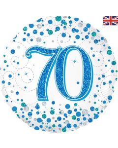 Oaktree 18" 70th Sparkling Fizz Birthday Blue Holographic