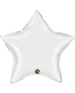 4" White Star Air-Fill Foil Balloon Unpackaged Qualatex