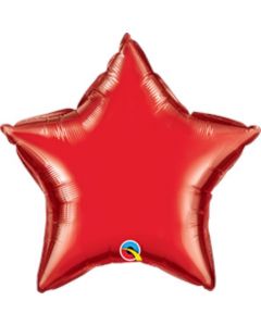 4" Ruby Red Star Air-Fill Foil Balloon Unpackaged Qualatex