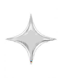 20" Silver Starpoint Foil Balloon Unpackaged Qualatex