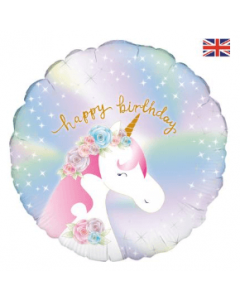 18" Pastel Unicorn Birthday Holographic Foil Oaktree