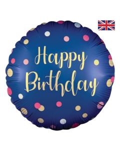 Navy & Pink Dots Birthday 18" Foil Balloon Oaktree