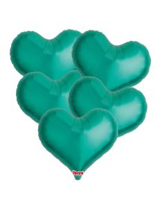 25" Metallic Green Jelly Heart Foil Balloon Unpackaged Pk5