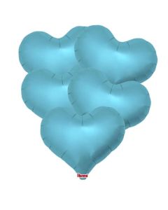 25" Metallic Light Blue Jelly Heart Foil Balloon Unpackaged Pk5
