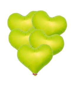25" Metallic Lime Green Jelly Heart Foil Balloon Unpackaged Pk5
