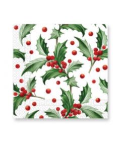Holly Branches 3-Ply Paper Napkins 20pk (Pioneer)