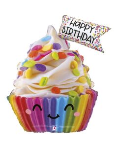 31" Cute Colourful Cup Cake Happy Birthday Foil Grabo