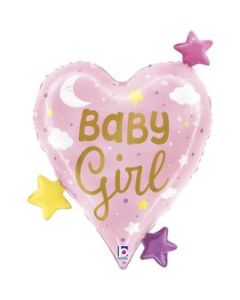 25" Baby Girl Heart Star Foil Grabo