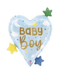 25" Baby Boy Heart Star Foil Grabo