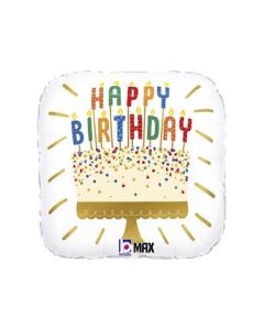 18" Birthday Cake Candles Square Foil Grabo