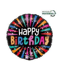 18" Birthday Colourful Sparkle Round Foil Grabo