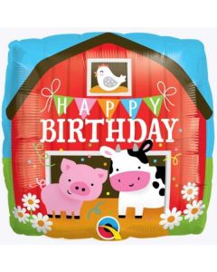 18" Square Foil Print Birthday Barn Qualatex