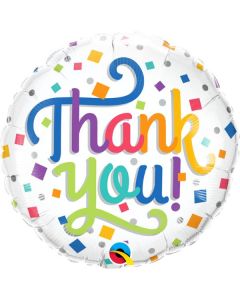 18" Thank you Colourful Confetti Round Foil Qualatex