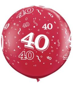 3ft Age 40 Red Latex Balloons 2pk Qualatex