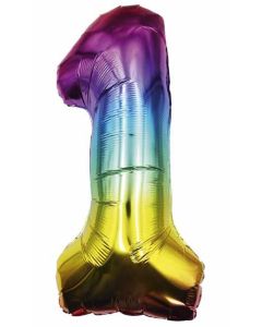 25" Rainbow Number 1 Foil Balloon Eurowrap