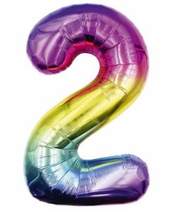 25" Rainbow Number 2 Foil Balloon Eurowrap