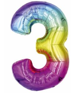 25" Rainbow Number 3 Foil Balloon Eurowrap