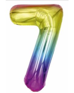 25" Rainbow Number 7 Foil Balloon Eurowrap