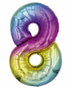 25" Rainbow Number 8 Foil Balloon Eurowrap
