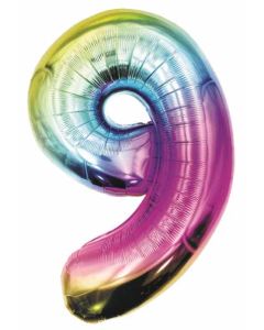 25" Rainbow Number 9 Foil Balloon Eurowrap