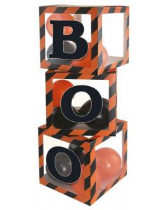 Halloween BOO Balloon Boxes Orange & Black Eurowrap