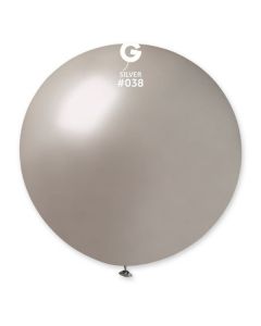 31" Metallic Silver Latex Balloons Single Pk1 #038 Gemar