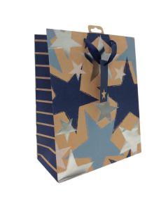 Extra Large Kraft Blue Stars Gift Bags Pk6 Eurowrap