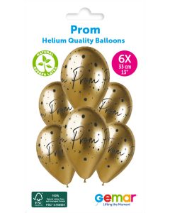 13" Prom Printed Latex Balloons Pk6 #1210 Gemar UK