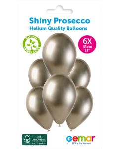 13" Shiny Prosecco Latex Ballons Pk6 #085 Gemar UK