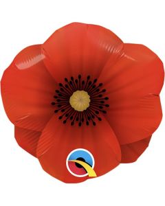 14" Mini Pretty Poppy Shape Foil Unpackaged Qualatex