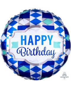 18" Happy Birthday Tie Pattern Anagram