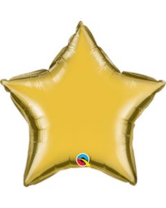 4" Gold Star Air-Fill Foil Balloon Unpackaged Qualatex