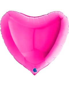 36" Magenta Heart Foil Balloon Grabo