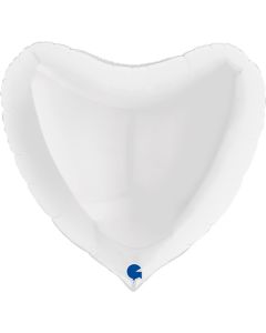 36" White Heart Foil Balloon Grabo