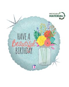 18" Beautiful Birthday Round Foil Grab