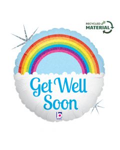 18" Get Well Soon Rainbow Round Foil Grabo