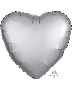18" Platinum Satin Luxe Heart Foil Balloon Unpackaged Anagram